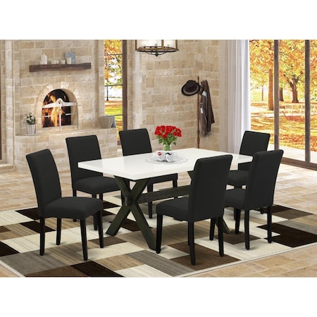 East West Furniture 7 Piece X-Style Dinette Set - Black X626AB624-7